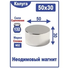 Неодимовый магнит диск 50х30 мм Марка N38