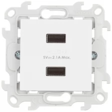 Розетка Simon 24 Harmonie 2411096-030 скрытая установка белая без заземления два модуля USB