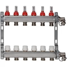 ColSys Р804R, 6 выходов. Коллекторная группа из нержавеющей стали с расходомерами, термостатическими и дренажными клапанами