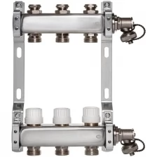 ColSys Р805R, 3 выхода. Коллекторная группа из нержавеющей стали с отсечными, термостатическими и дренажными клапанами