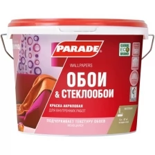 Краска интерьерная Parade W110 Обои&Стеклообои 2,5л, база А белый