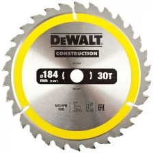 Диск пильный по дереву с гвоздями DEWALT Construction DT1940 [184*16мм, 30T, ATB +10°]