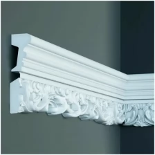 Молдинг с орнаментом Fabello Decor CR 608 , плинтус потолочный белый грунтованный, профиль декоративный белый, 40*138*2000 мм