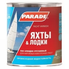 Лак яхтный алкидно-уретановый PARADE L20 Яхты & Лодки глянцевый 0,75л